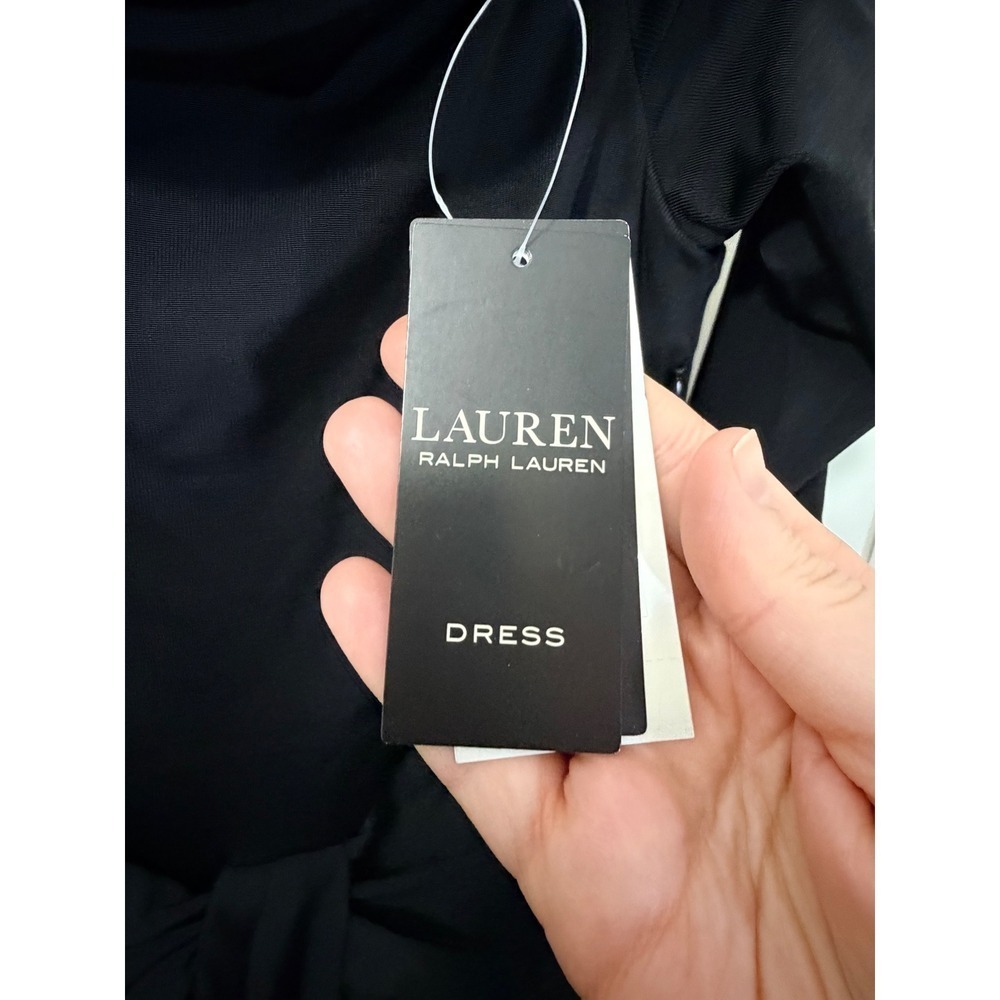 Lauren Ralph Lauren Black‎ Off-The-Shoulder Front Twist Gown Dress Size 10 NEW - Picture 6 of 7